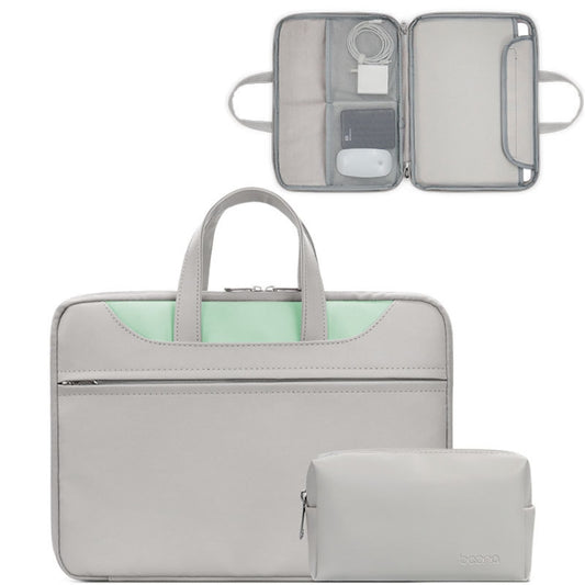 Baona BN-Q006 PU Leather Full Opening Laptop Handbag For 15/15.6/16 inches(Gray+Mint Green+Power Bag) - 15.6 - 17 inch by Baona | Online Shopping South Africa | PMC Jewellery | Buy Now Pay Later Mobicred