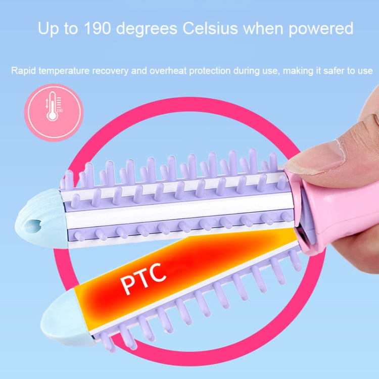 GeLinSi GLS-003 20W 2 in 1 Ceramic Glaze Mini Curler Comb, EU Plug(Blue) - free shipping - PMC TechLife - Order now!