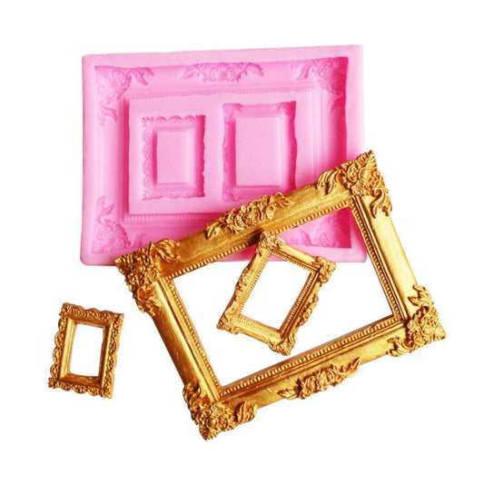 Vintage Photo Frame Liquid Silicone Fondant Mould(Pink) - Food Molds by PMC Jewellery | Online Shopping South Africa | PMC Jewellery