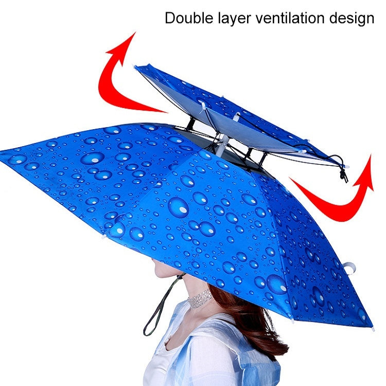 Double-layer Fishing Umbrella Hat Outdoor Sunscreen And Rainproof Folding Umbrella Hat, Color: 95 Blue (Elastic Band) - Umbrellas by PMC Jewellery | Online Shopping South Africa | PMC Jewellery