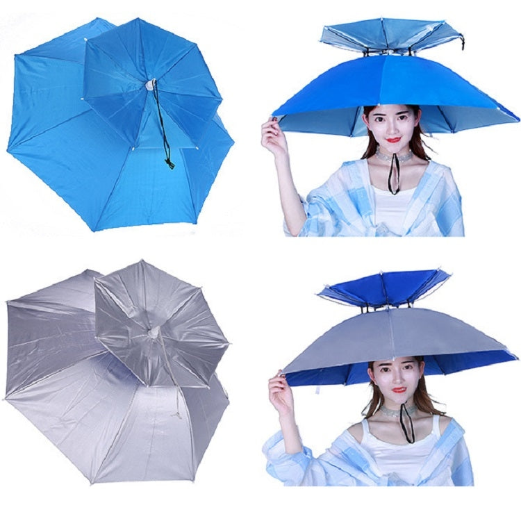 Double-layer Fishing Umbrella Hat Outdoor Sunscreen And Rainproof Folding Umbrella Hat, Color: 95 Blue (Elastic Band) - Umbrellas by PMC TechLife | Online Shopping South Africa | PMC TechLife