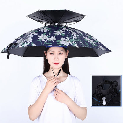 Double-layer Fishing Umbrella Hat Outdoor Sunscreen And Rainproof Folding Umbrella Hat, Color: 80 Camellia - Umbrellas by PMC Jewellery | Online Shopping South Africa | PMC Jewellery