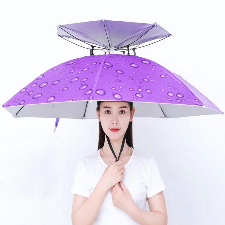 Double-layer Fishing Umbrella Hat Outdoor Sunscreen And Rainproof Folding Umbrella Hat, Color: 95 Purple (Elastic Band) - Umbrellas by PMC Jewellery | Online Shopping South Africa | PMC Jewellery