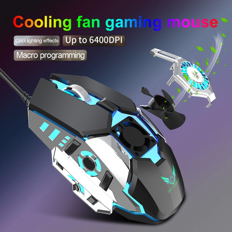 Zerodate G22 6 Keys Fan Cooled RGB Lighted Gaming Mice, Cable Length: 1.5m(Black) - Wired Mice by Zerodate | Online Shopping South Africa | PMC Jewellery | Buy Now Pay Later Mobicred