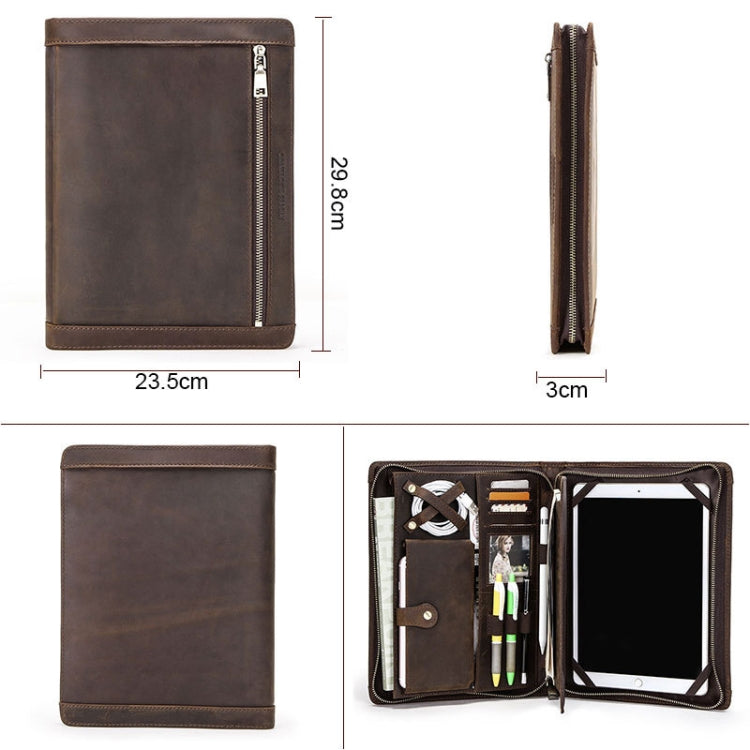 Crazy Horse Leather Pen Slot Zipper Multifunctional Tablet Cover For IPad Pro 9.7/10.5/11 Inch(Light Brown) - iPad Pro 11 (2022/2021) Cases by PMC TechLife | Online Shopping South Africa | PMC TechLife