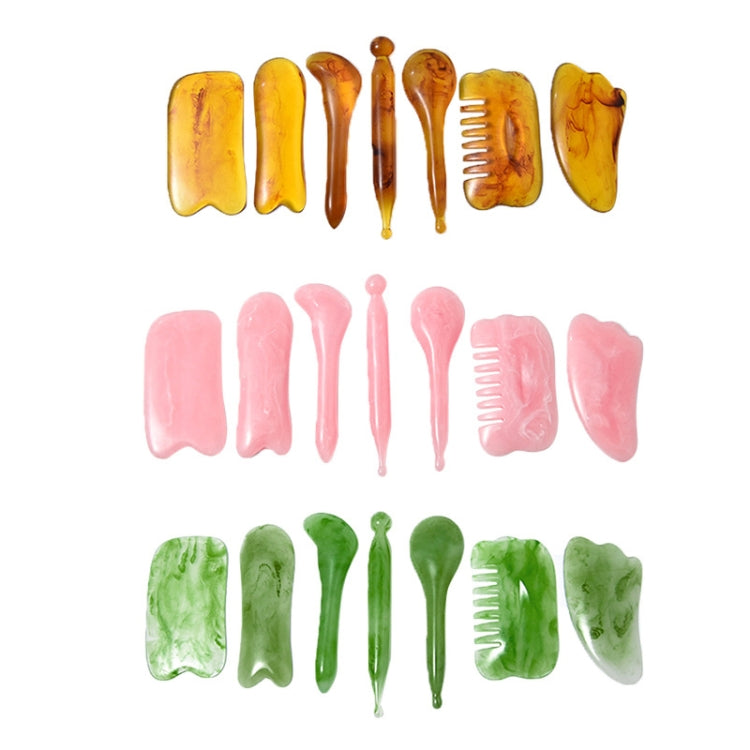 7PCS/Set Facial Tendon Stick Facial Scraping Board Meridian Acupuncture Pen, Shape: Amber - free shipping - PMC TechLife - Order now!