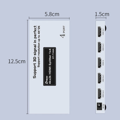 DTECH DT-7144A HDMI 2.0 1 In 4 Out 4K X 2K HD Video Splitter, CN Plug - Splitter by PMC Jewellery | Online Shopping South Africa | PMC Jewellery | Buy Now Pay Later Mobicred