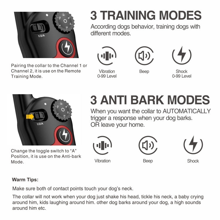 Remote Control Trainer Dog Collar Automatic Barking Stopper, Specification: 1 Drag 1 Red - Training Aids by PMC TechLife | Online Shopping South Africa | PMC TechLife | Buy Now Pay Later Mobicred