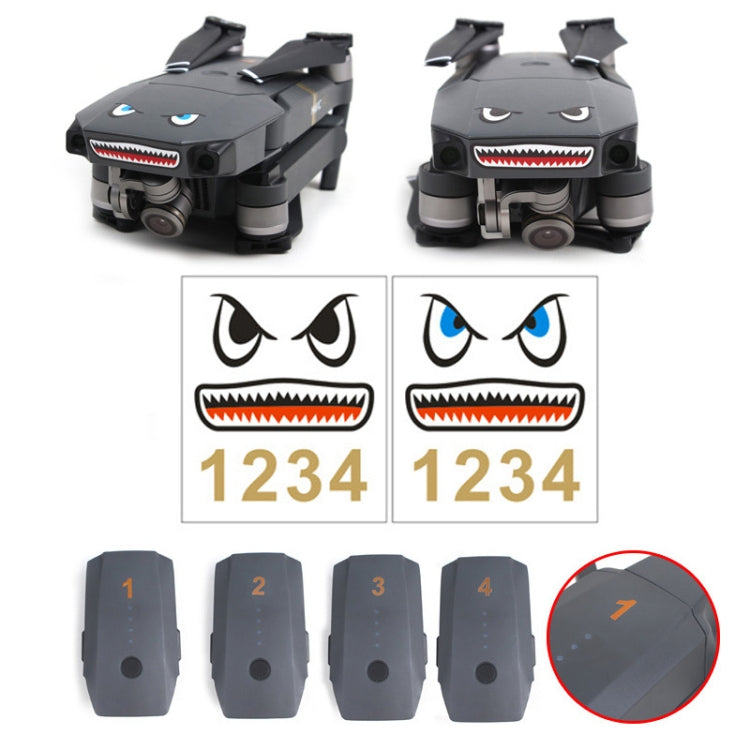 3 Sets Drone Shark Emoticon Body Sticker Battery Sticker(Blue Black) - Stickers by PMC TechLife | Online Shopping South Africa | PMC TechLife | Buy Now Pay Later Mobicred