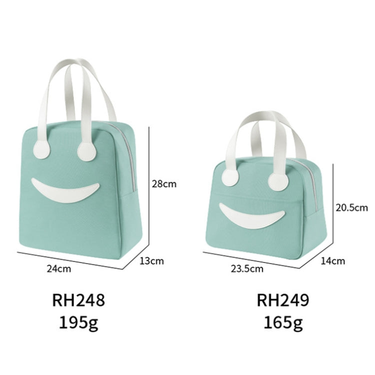 Smiley Lunch Bag with Leather Handles, Size: L (Green) - Lunch Bags by PMC Jewellery | Online Shopping South Africa | PMC Jewellery