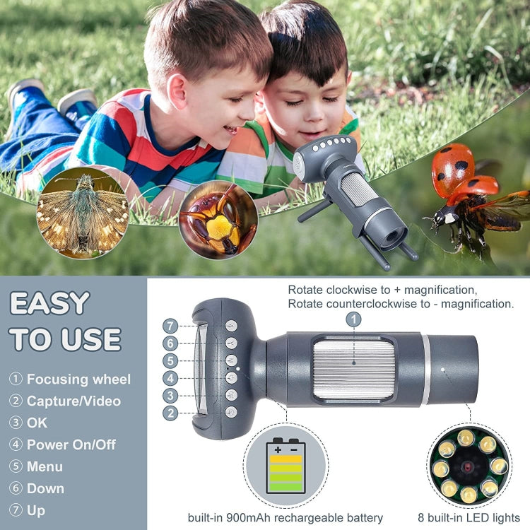 Children Camera Microscope USB Electronic Microscope Digital Magnifying Glass(Pink) - free shipping - PMC Jewellery - Order now!