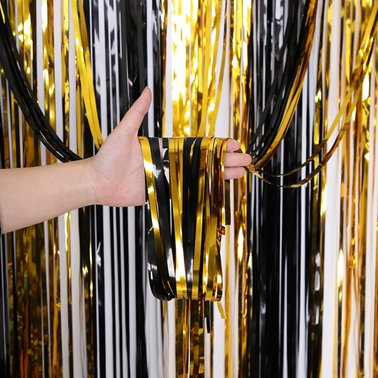 Black And Gold Rain Curtain Festival Party Decoration Props, Size: 1x2M - Holiday Decorations by PMC TechLife | Online Shopping South Africa | PMC TechLife