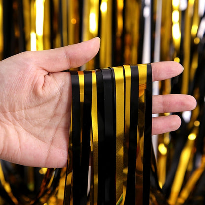 Black And Gold Rain Curtain Festival Party Decoration Props, Size: 1x2M - Holiday Decorations by PMC Jewellery | Online Shopping South Africa | PMC Jewellery