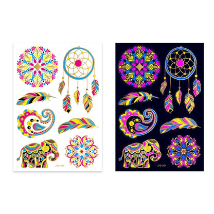 2 PCS Fluorescent Bronzing Waterproof Tattoo Stickers(JYG-004) - Sticker by PMC Jewellery | Online Shopping South Africa | PMC Jewellery