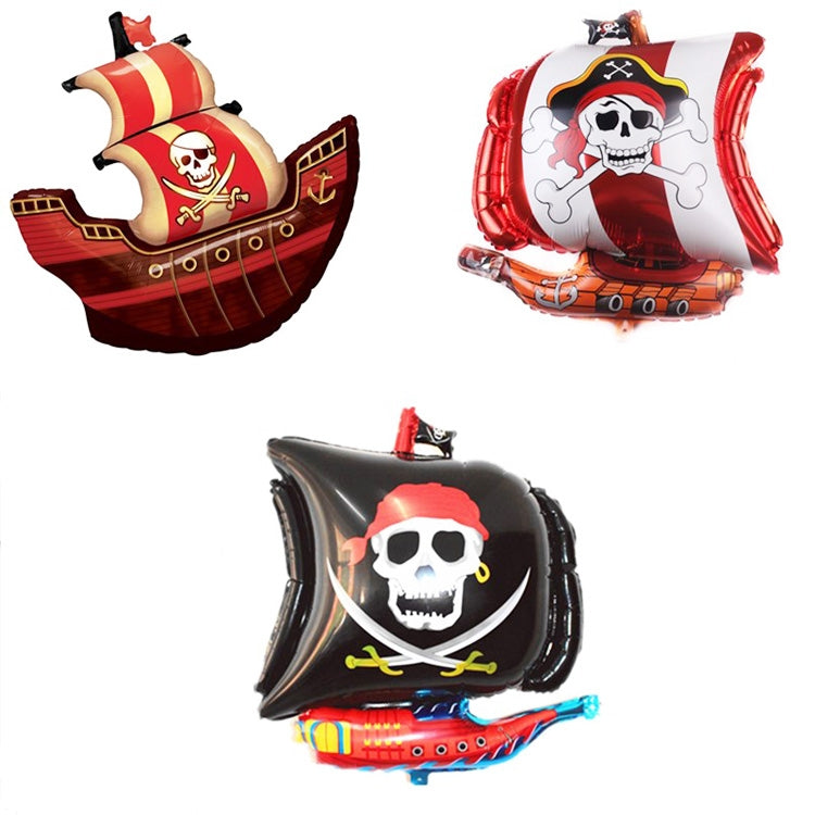 5PCS Pirate Ship Balloon Cartoon Halloween Aluminum Film Balloon(Red Black) - Balloons by PMC Jewellery | Online Shopping South Africa | PMC Jewellery