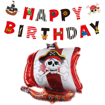 5PCS Pirate Ship Balloon Cartoon Halloween Aluminum Film Balloon(Red Black) - Balloons by PMC Jewellery | Online Shopping South Africa | PMC Jewellery