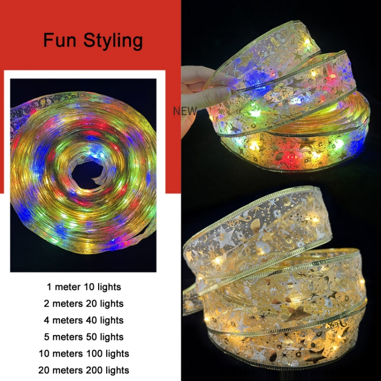 Christmas LED Lights Bronzing Double Ribbon String Lights, Specification: 10m(Silver Warm Light) - free shipping - PMC TechLife - Order now!