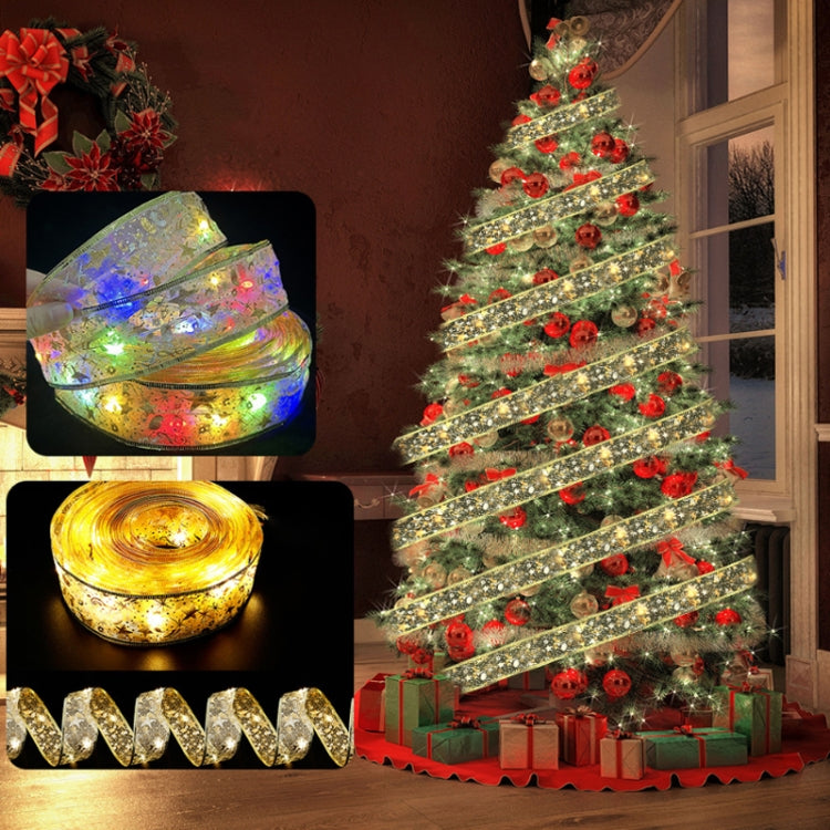 Christmas LED Lights Bronzing Double Ribbon String Lights, Specification: 10m(Silver Warm Light) - free shipping - PMC TechLife - Order now!