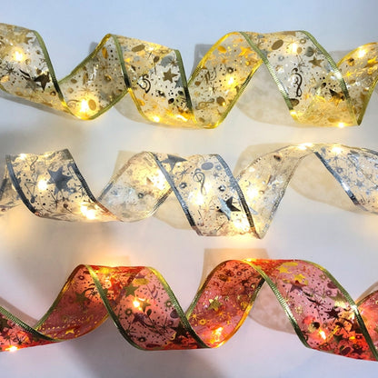 Christmas LED Lights Bronzing Double Ribbon String Lights, Specification: 4m(Silver Warm Light) - Decoration Lamps by PMC Jewellery | Online Shopping South Africa | PMC Jewellery