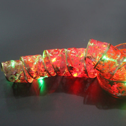 Christmas LED Lights Bronzing Double Ribbon String Lights, Specification: 10m(Gold Red Color Light) - Decoration Lamps by PMC Jewellery | Online Shopping South Africa | PMC Jewellery