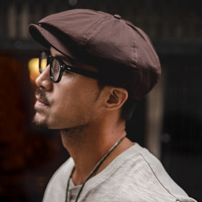Men Retro Oil Wax Newsboy Hat Beret Painter Octagonal Hat, Head Circumference Size: M 57-60cm(Coffee) - Peaked Cap by PMC Jewellery | Online Shopping South Africa | PMC Jewellery