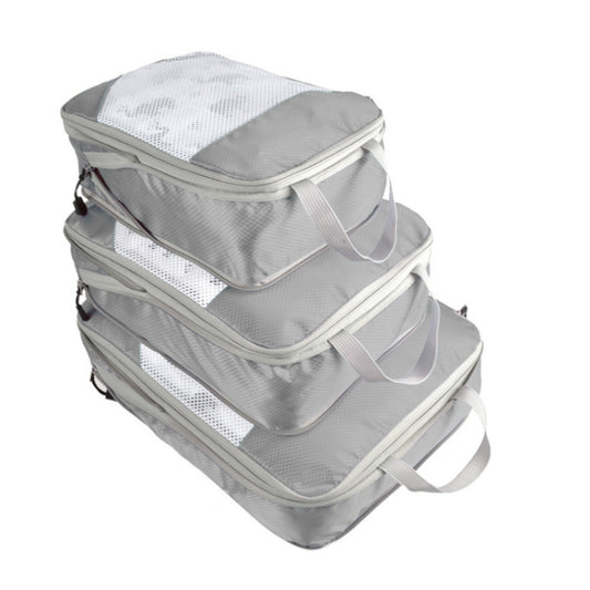 3 PCS/Set Travel Waterproof Compression Clothes Storage Bag(Gray With Net) - Storage Bags by PMC Jewellery | Online Shopping South Africa | PMC Jewellery