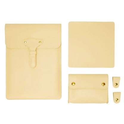 S177 3 In 1 Leather Waterproof Laptop Liner Bags, Size: 15 inches(Light Yellow) - 15 inch by PMC Jewellery | Online Shopping South Africa | PMC Jewellery | Buy Now Pay Later Mobicred