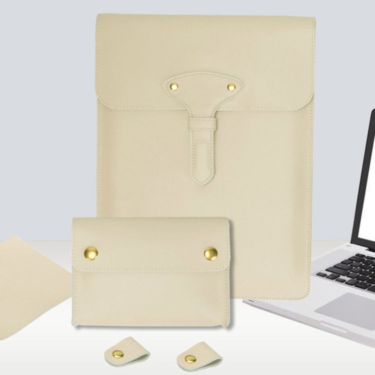 S177 3 In 1 Leather Waterproof Laptop Liner Bags, Size: 15 inches(Honeydet Oranges) - 15 inch by PMC Jewellery | Online Shopping South Africa | PMC Jewellery | Buy Now Pay Later Mobicred