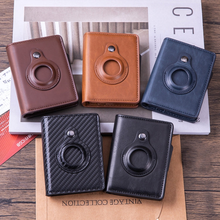 X-80 RFID Anti-theft Brushed Leather Card Holder For AirTag(Coffee) - Wallet Series by PMC Jewellery | Online Shopping South Africa | PMC Jewellery