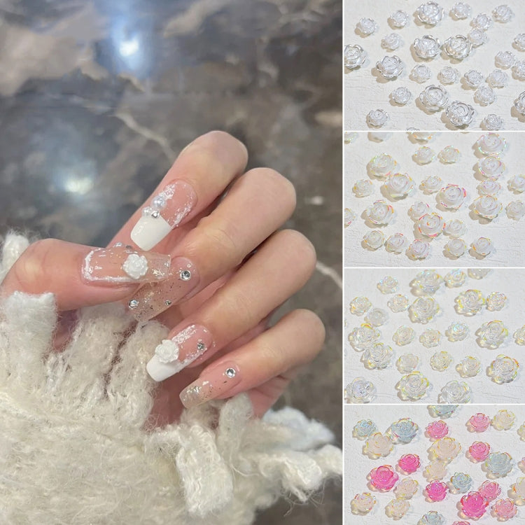 SP0473 30Pcs/Pack 3D Camellia Nail Art Decorative Rhinestones(Light Change) - free shipping - PMC Jewellery - Order now!
