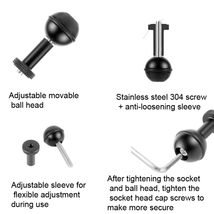 Ball Head Adapter Adjustable Screw Fixed Mount  Camera Underwater Diving Photography Lights Bracket(1/4 Inch Red) - Connection Mount by PMC TechLife | Online Shopping South Africa | PMC TechLife | Buy Now Pay Later Mobicred