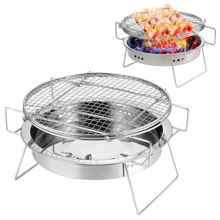 RG_011 Outdoor Round Folding Stainless Steel Barbecue Grill, Size: 30 x 19.5cm - Cookwares & Tablewares by PMC TechLife | Online Shopping South Africa | PMC TechLife