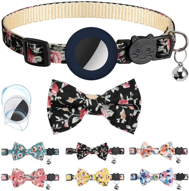 Anti-Lost Printed Bow Pet Collar with Bell for AirTag(Deep Blue) - Pet Series by PMC TechLife | Online Shopping South Africa | PMC TechLife