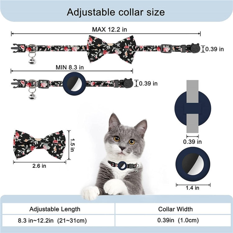 Anti-Lost Printed Bow Pet Collar with Bell for AirTag(Deep Blue) - Pet Series by PMC TechLife | Online Shopping South Africa | PMC TechLife