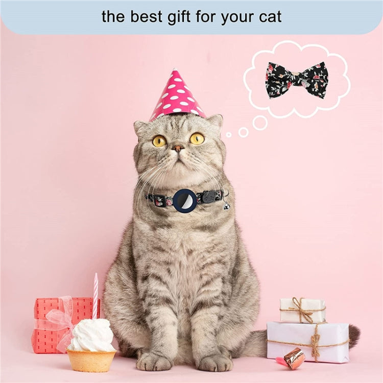 Anti-Lost Printed Bow Pet Collar with Bell for AirTag(Deep Blue) - Pet Series by PMC TechLife | Online Shopping South Africa | PMC TechLife