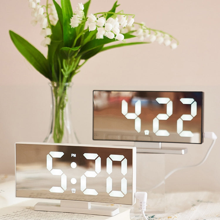 669 Multifunctional LED Curved Screen Desktop Electronic Clock(White Shell White Light) - Alarm Clocks by PMC Jewellery | Online Shopping South Africa | PMC Jewellery