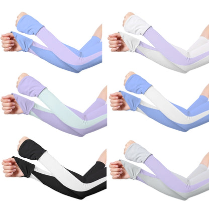 1 Pair Summer Sun Protection Extended Ice Sleeves UV Protection Arm Sleeves, Size: M(White+Purple) - Cuff by PMC Jewellery | Online Shopping South Africa | PMC Jewellery