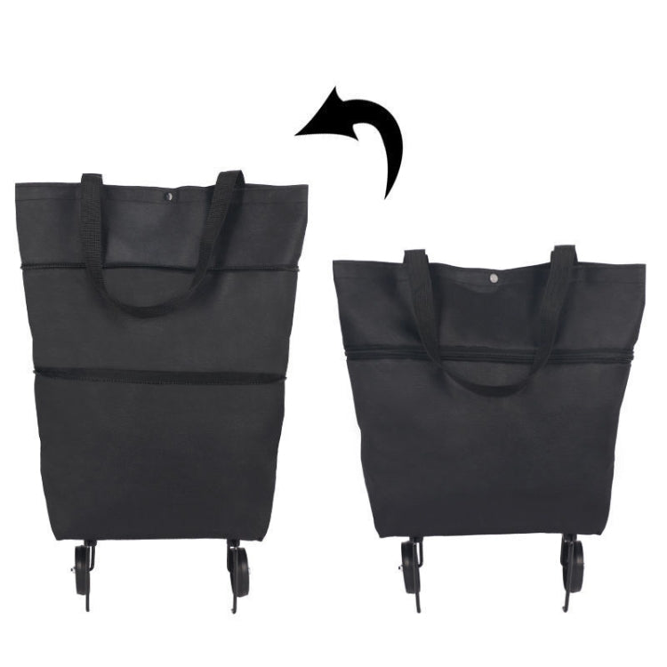 Portable Shopping Cart Foldable Tote With Wheels(Black) - Storage Bags by PMC Jewellery | Online Shopping South Africa | PMC Jewellery