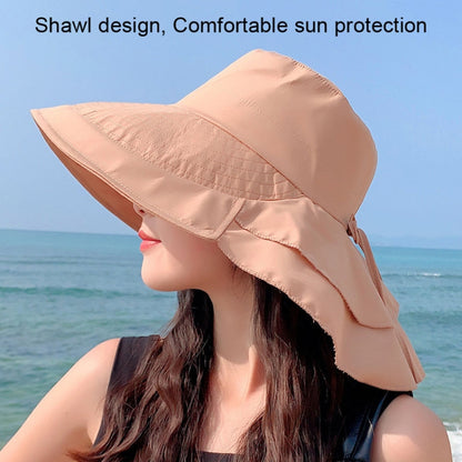 8062 Women Summer Neck Protection Sunscreen Hat Large Brim Fisherman Hat(Light Gray) - Peaked Cap by PMC Jewellery | Online Shopping South Africa | PMC Jewellery