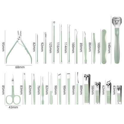 Stainless Steel Nail Clipper Nail Art Tool Set, Color: 22 PCS/Set (Green) - Nail Clipper by PMC Jewellery | Online Shopping South Africa | PMC Jewellery | Buy Now Pay Later Mobicred