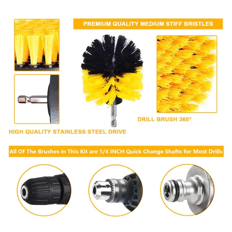 6 PCS / Set Electric Drill Head Car Tire Floor Crevice Cleaning Brush(Black) - Car washing supplies by PMC Jewellery | Online Shopping South Africa | PMC Jewellery