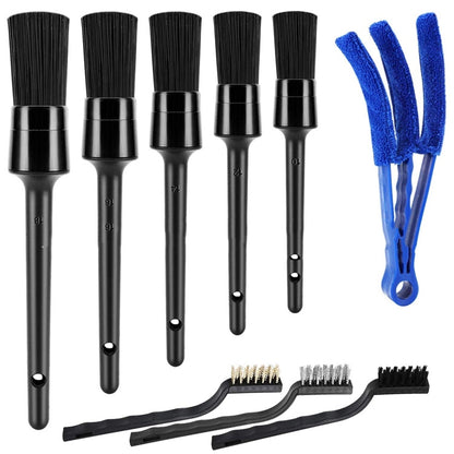 9 PCS / Set Car Interior Outlet Air Conditioning Brush Details Cleaning Brush(Black) - Car washing supplies by PMC Jewellery | Online Shopping South Africa | PMC Jewellery