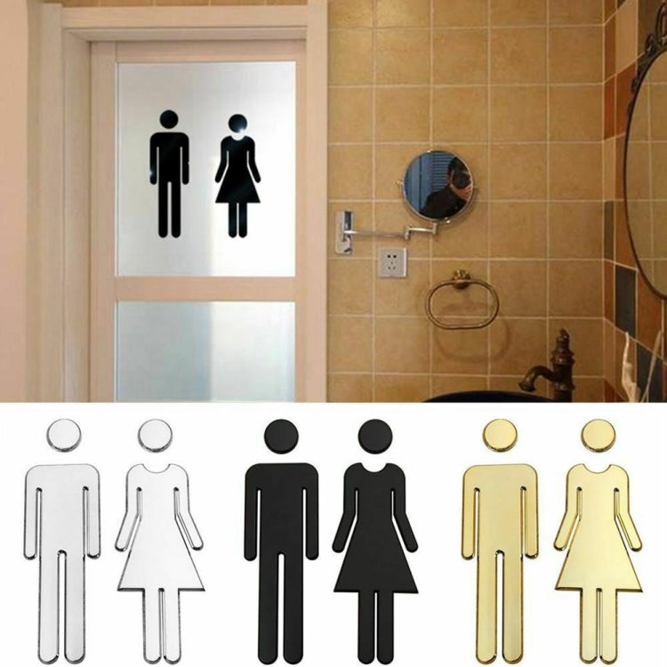 2 PCS 20cm 3D DIY Man & Woman Toilet Sticker WC Door Sign Decals Toilet Signs(Black) - Ornaments by PMC Jewellery | Online Shopping South Africa | PMC Jewellery