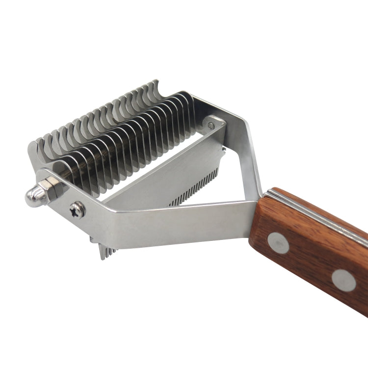 Pet Wooden Handle Dual-purpose Stainless Steel Comb Pet Hair Removal Comb(DS-Y075) - Brushes & Combs by PMC TechLife | Online Shopping South Africa | PMC TechLife | Buy Now Pay Later Mobicred