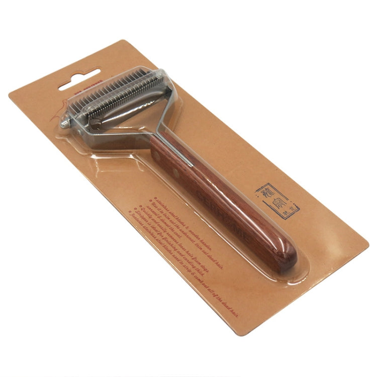 Pet Wooden Handle Dual-purpose Stainless Steel Comb Pet Hair Removal Comb(DS-Y075) - Brushes & Combs by PMC TechLife | Online Shopping South Africa | PMC TechLife | Buy Now Pay Later Mobicred