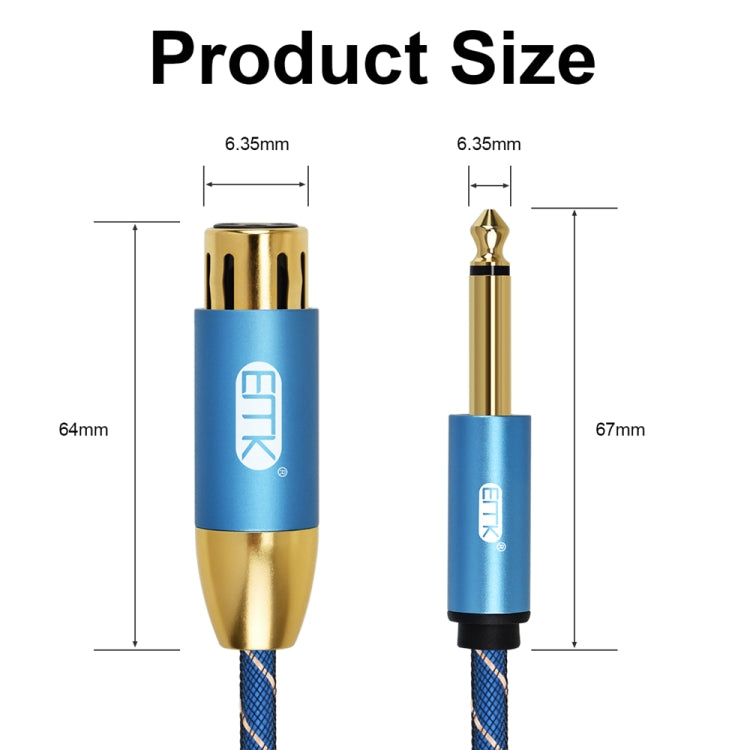 EMK KN603 2Pin 6.5mm Canon Line Balanced Audio Microphone Line,Cable Length: 1m(Blue) - Microphone Audio Cable & Connector by EMK | Online Shopping South Africa | PMC Jewellery | Buy Now Pay Later Mobicred