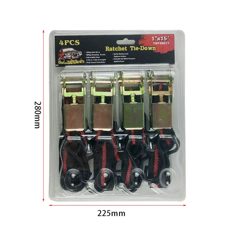 4PCS 15 Inch Tensioner Ratchet Strap Car Ratchet Thread Tensioner(Black) - Towing Bars by PMC Jewellery | Online Shopping South Africa | PMC Jewellery | Buy Now Pay Later Mobicred