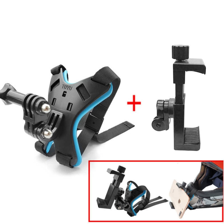 TUYU Motorcycle Helmet Chin Action Camera Mobile Phone Mounting Bracket Blue Bracket+Mobile Phone Clip - free shipping - PMC TechLife - Order now!
