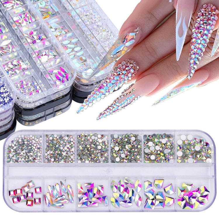 12 Grid Flat Bottom Shaped Nail Rhinestones Nail Decoration, Specification: 16 - Nail Stickers by PMC Jewellery | Online Shopping South Africa | PMC Jewellery | Buy Now Pay Later Mobicred