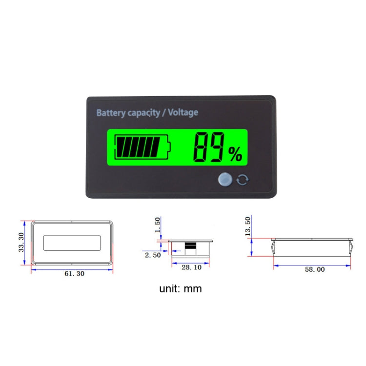 L6133 LCD Electric Motorcycle Power Display, Style: Single Button Green Backlight - Electrical Instruments by PMC Jewellery | Online Shopping South Africa | PMC Jewellery